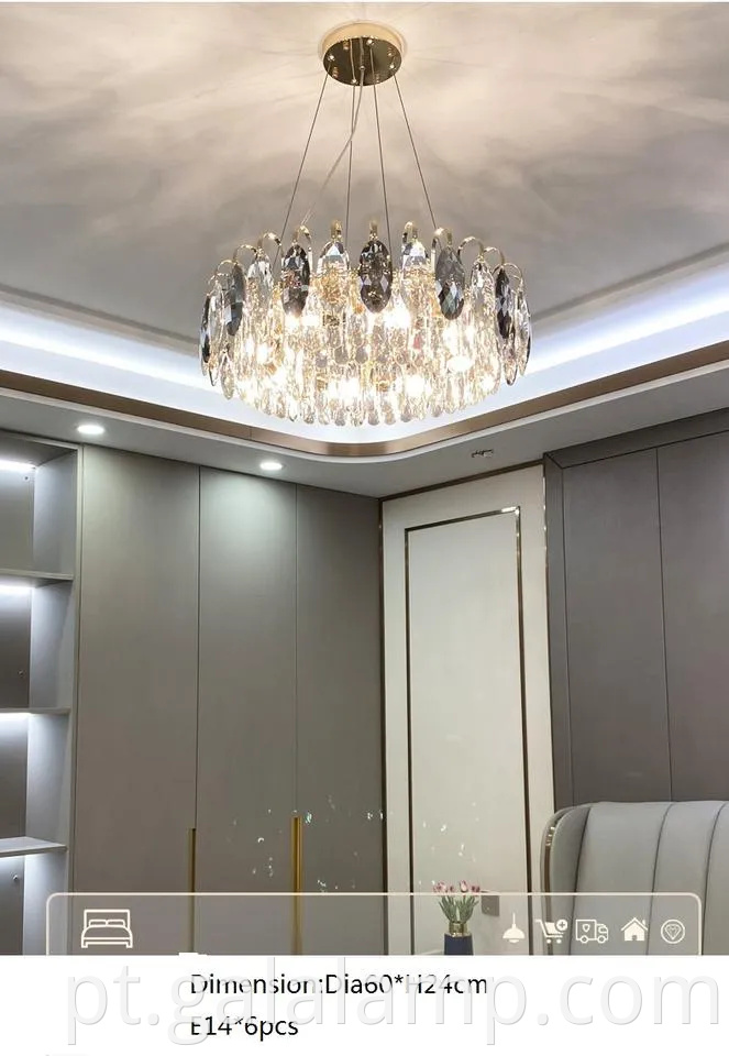 Lustre de cristal elegante K9 para decoração moderna da sala de estar